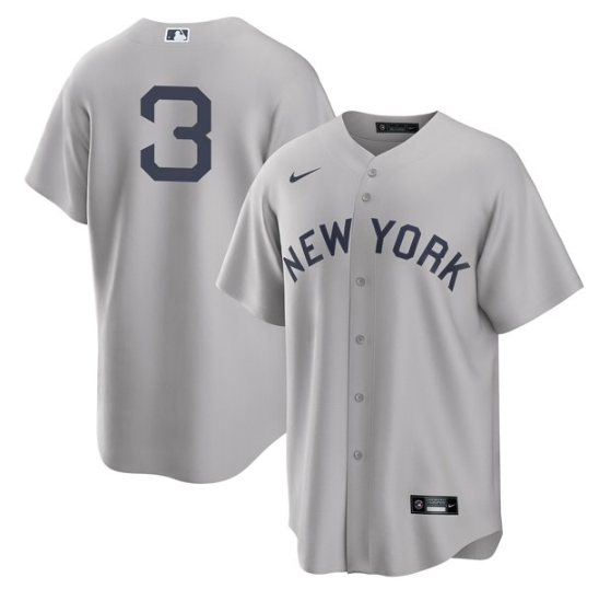 Men's New York Yankees #3 Babe Ruth 2021 Grey Field of Dreams Cool Base Stitched Baseball Jersey
